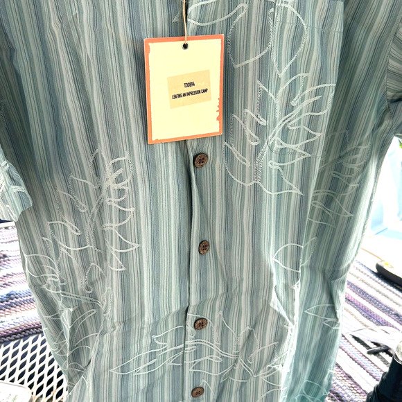 Tommy Bahama Silk Button Up Shirt Mens S Embroidered Green Floral Short Sleeve - Picture 4 of 12